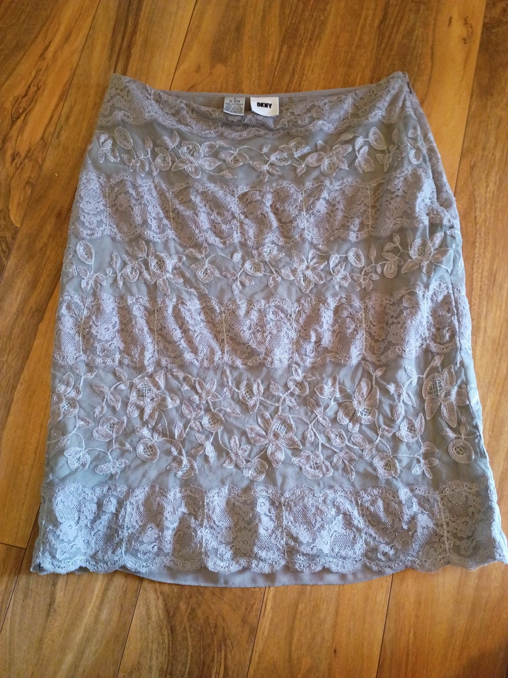 DKNY Lace Pencil Skirt in Light Gray 8